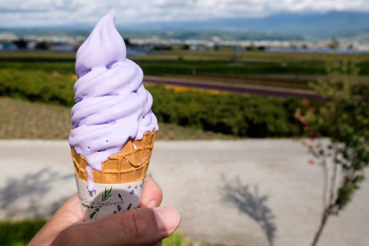 Purple lavender ice cream melting in the sun