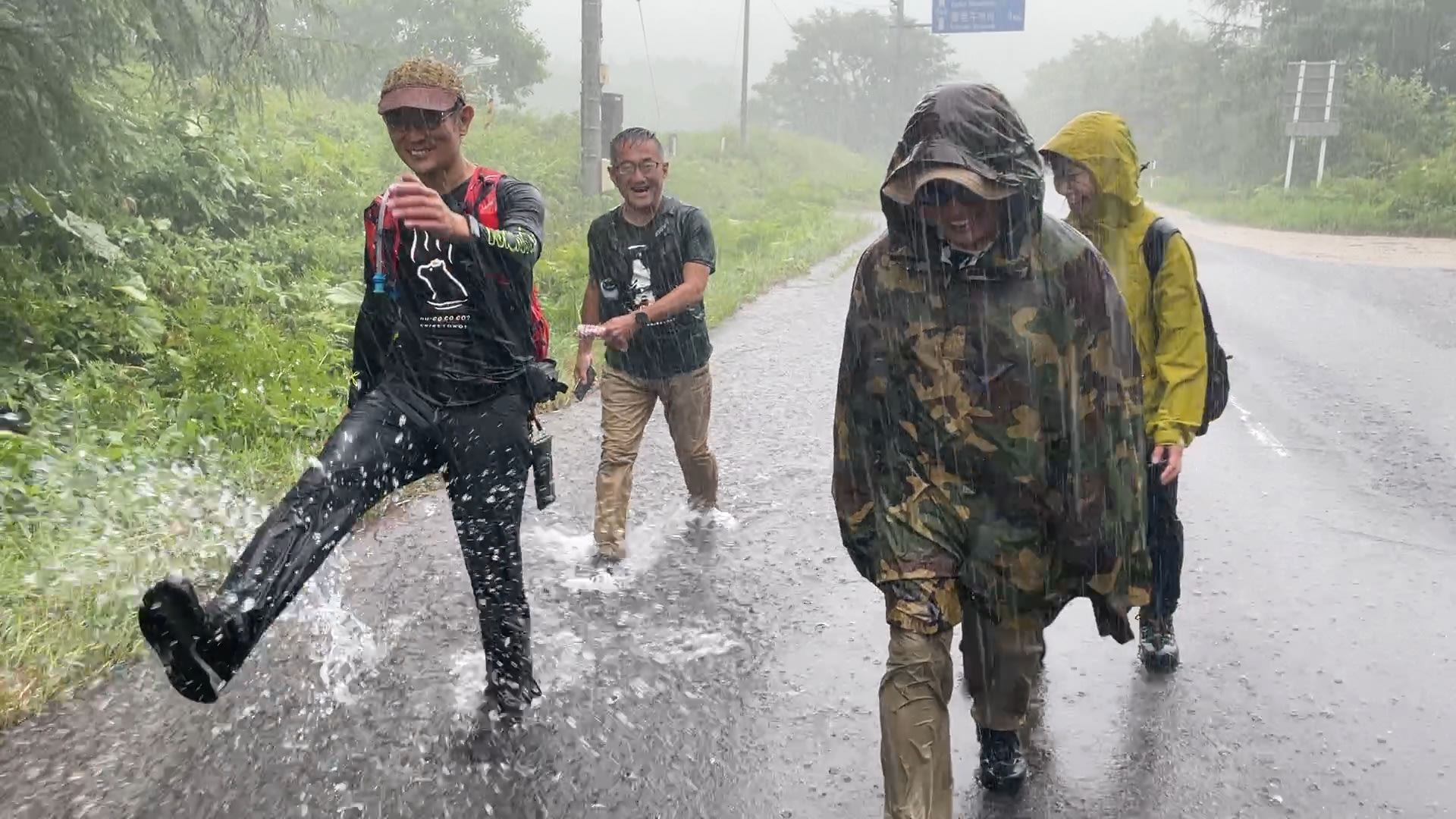 Adventure Hokkaido group walking in the rain