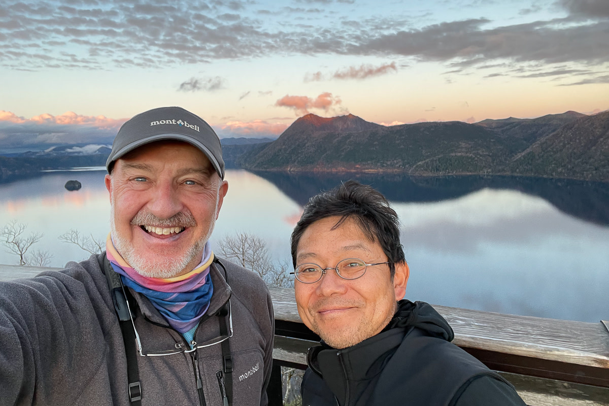 Mark & Tobaji at the Lake Mashu Lookout