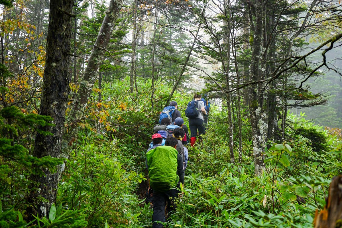 Guests and Guides heading up to Mt Hakuunzan