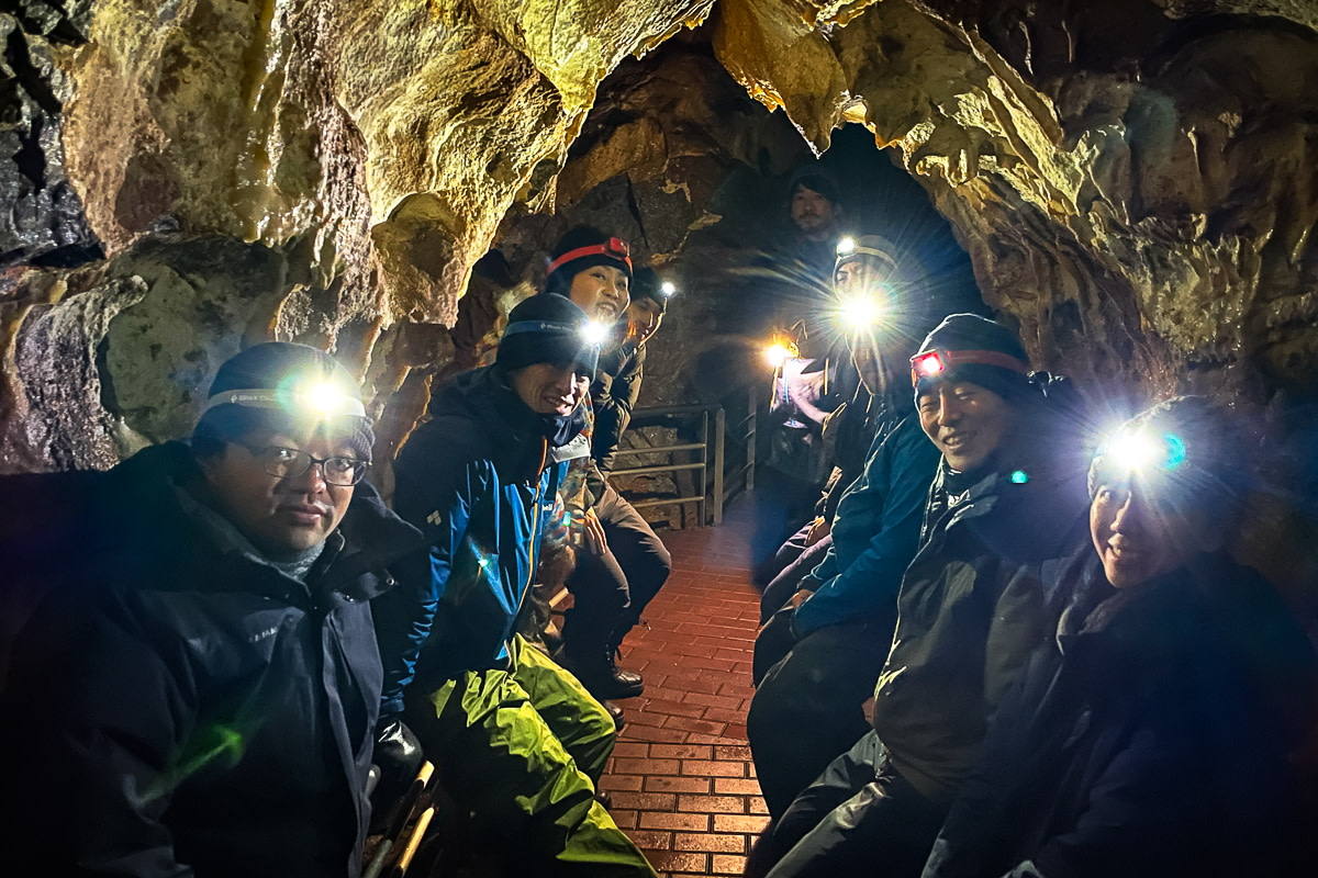 Group photo inside the cave