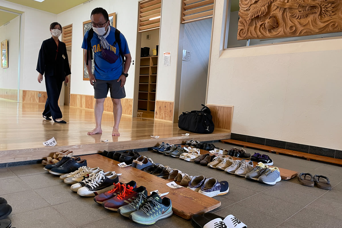 Shoes drying at a Japanese Inn in Hokkaido