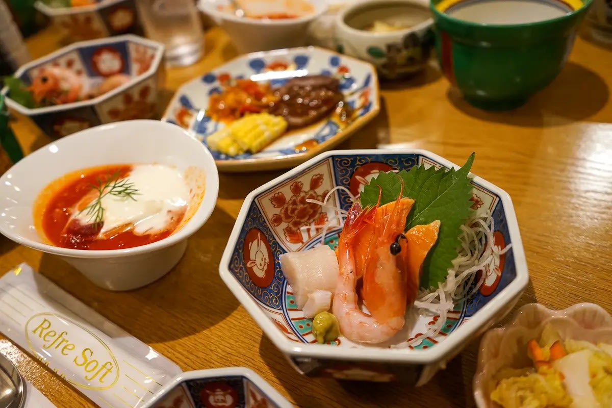 Traditional Japanese dinner at a restaurant in Hokkaido - How much does it cost to travel in Hokkaido?