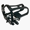 Bike pedal with cage and strap