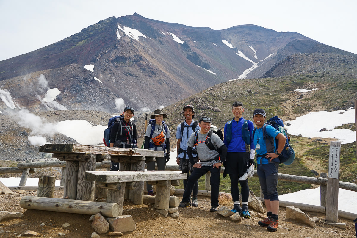 Group photo at the fifth stage of Mt Asahidake