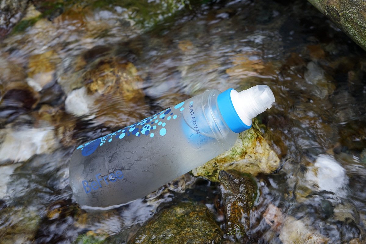 Water bottle in a Hokkaido mountain stream, don't drink the stream water
