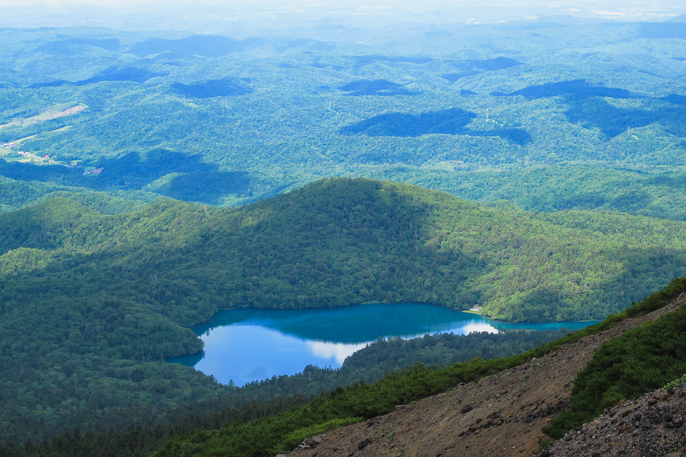 Lake Onneto is seen from high on Mt. Meakan