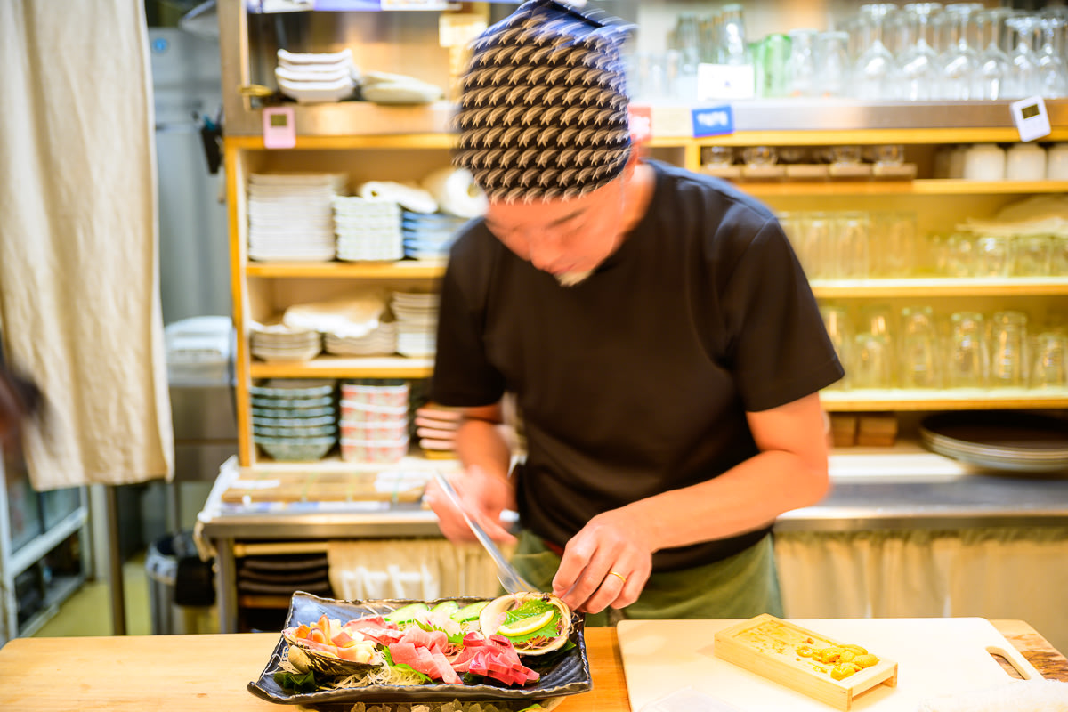 Fresh sushi meal being prepared in Hokkaido