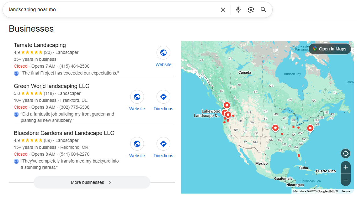 Landscaping keyword local map pack