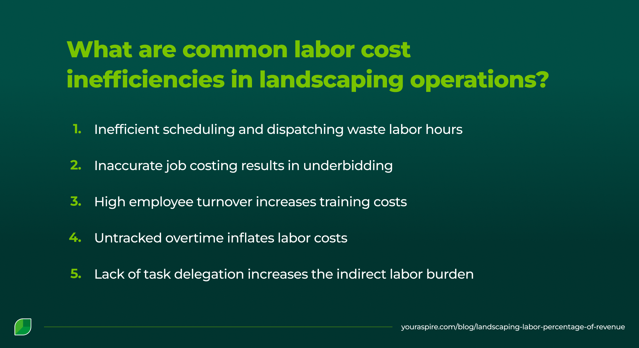 What are common labor cost inefficiencies in landscaping operations