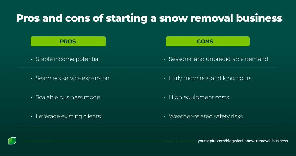 Pros and cons of starting a snow removal business