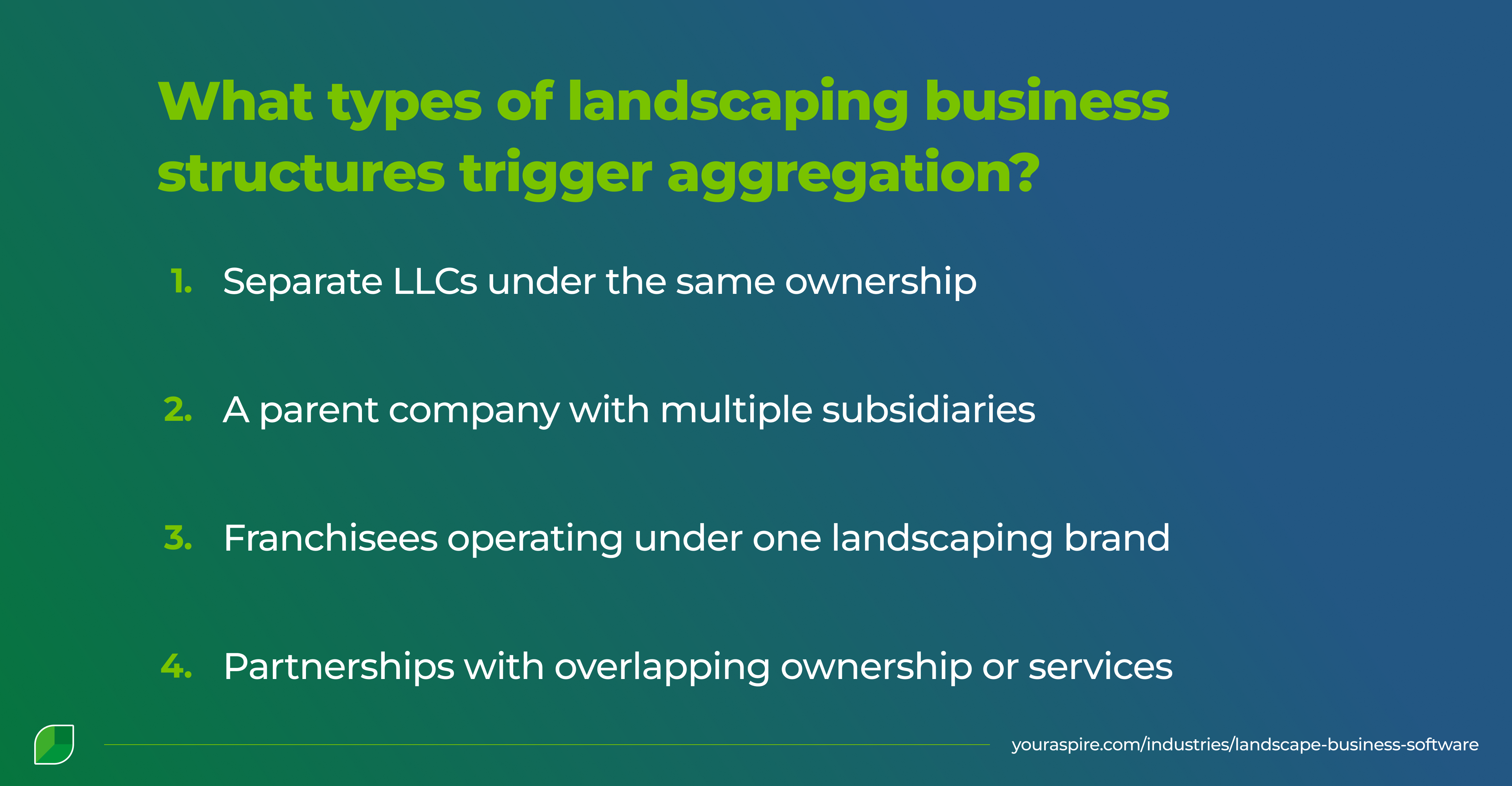 What types of landscaping business structures trigger aggregation