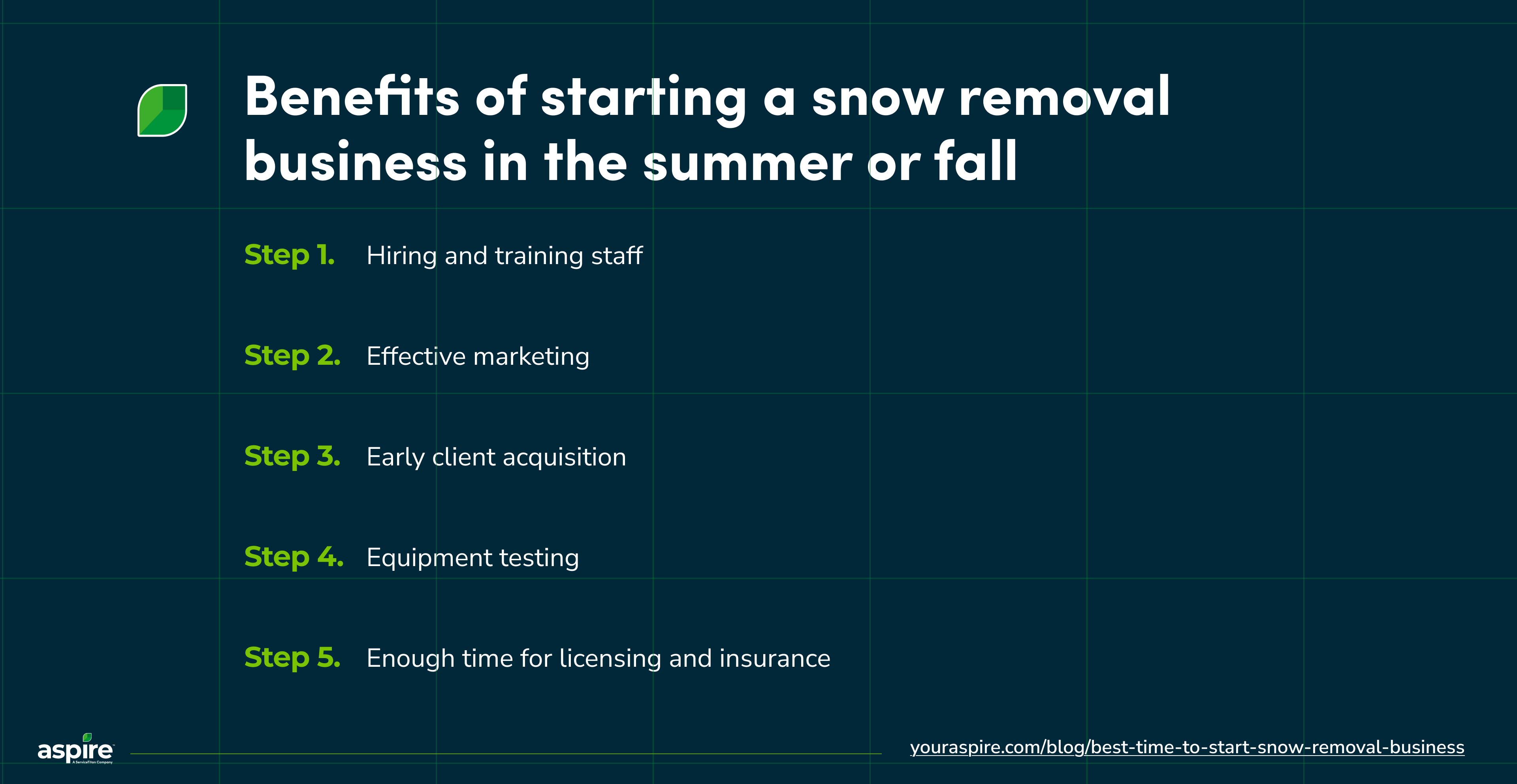 What are the benefits of starting a snow removal business in summer or fall?
