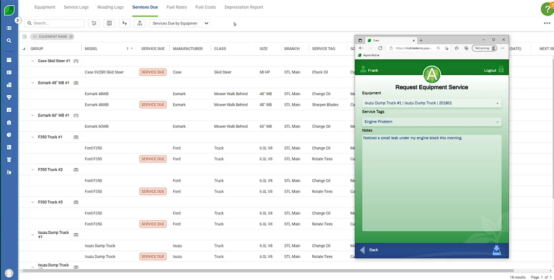 Aspire equipment management features