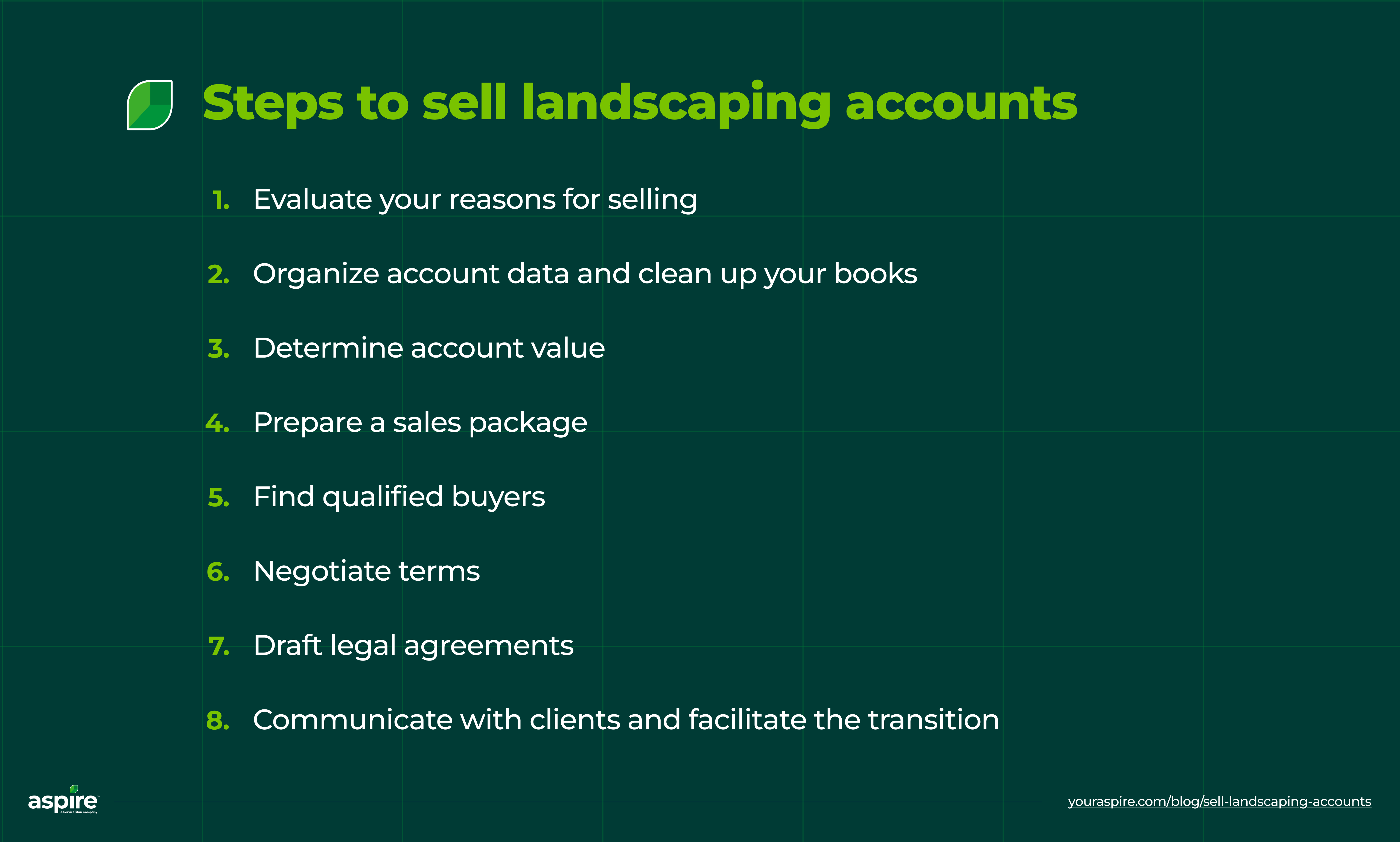 What steps are needed to sell landscaping accounts