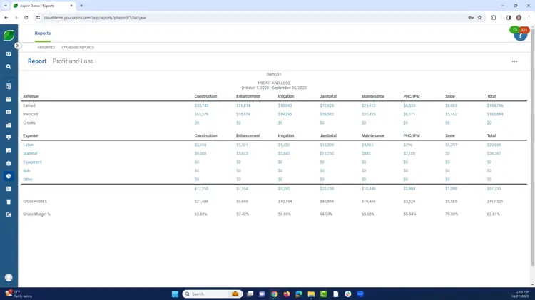 Aspire's business reporting and documentation
