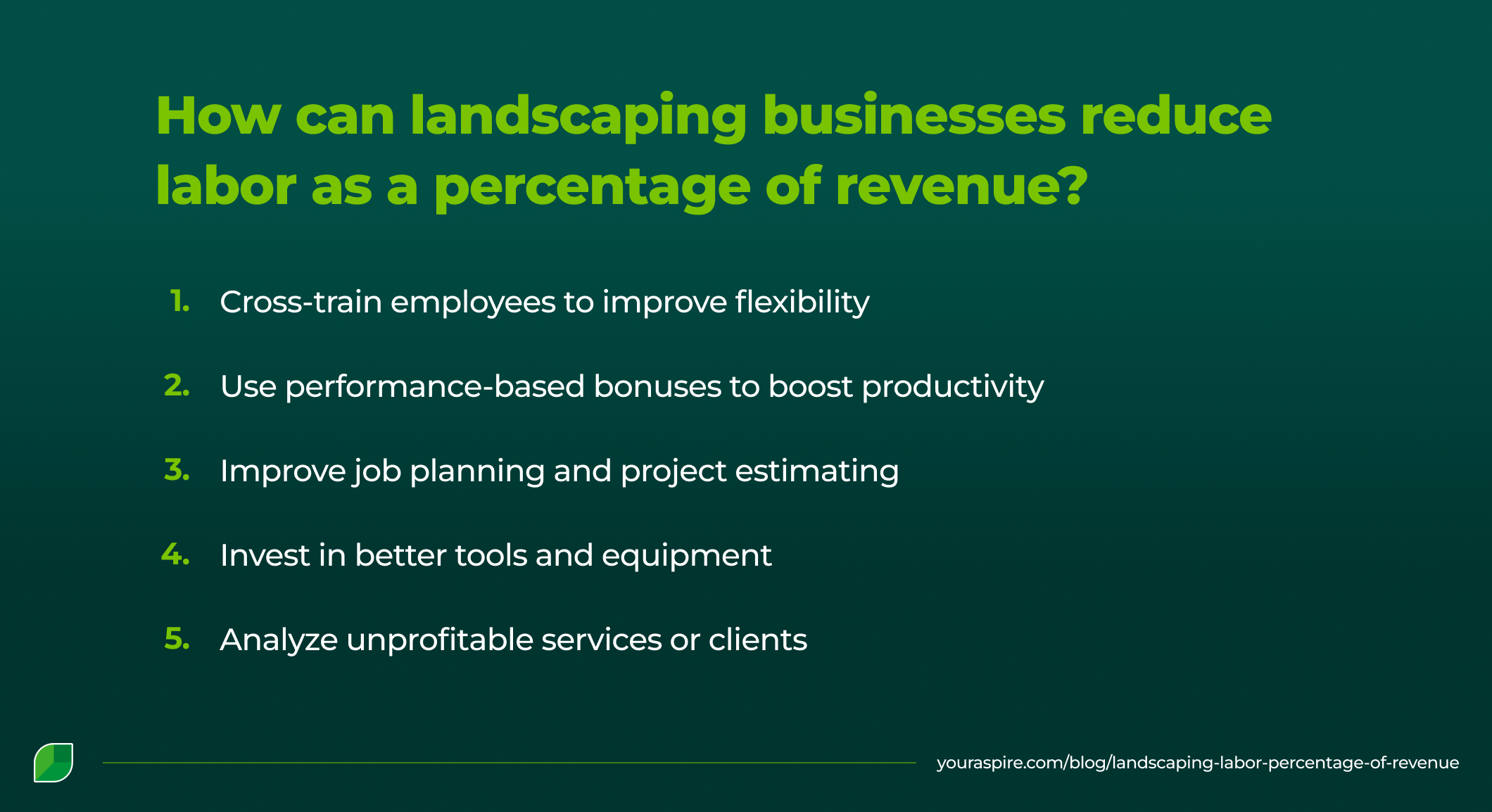 How can landscaping businesses reduce labor as a percentage of revenue