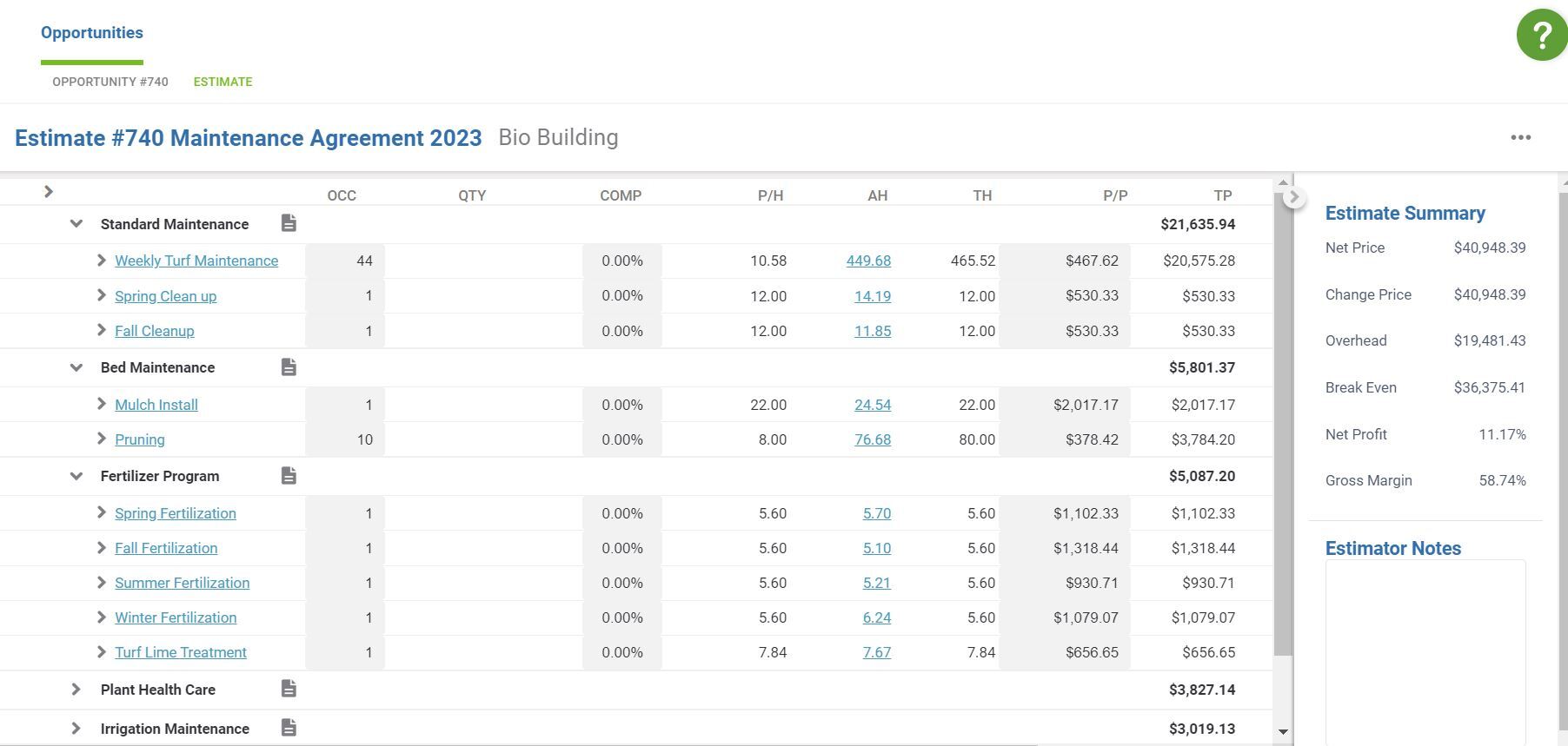 Aspire estimating feature