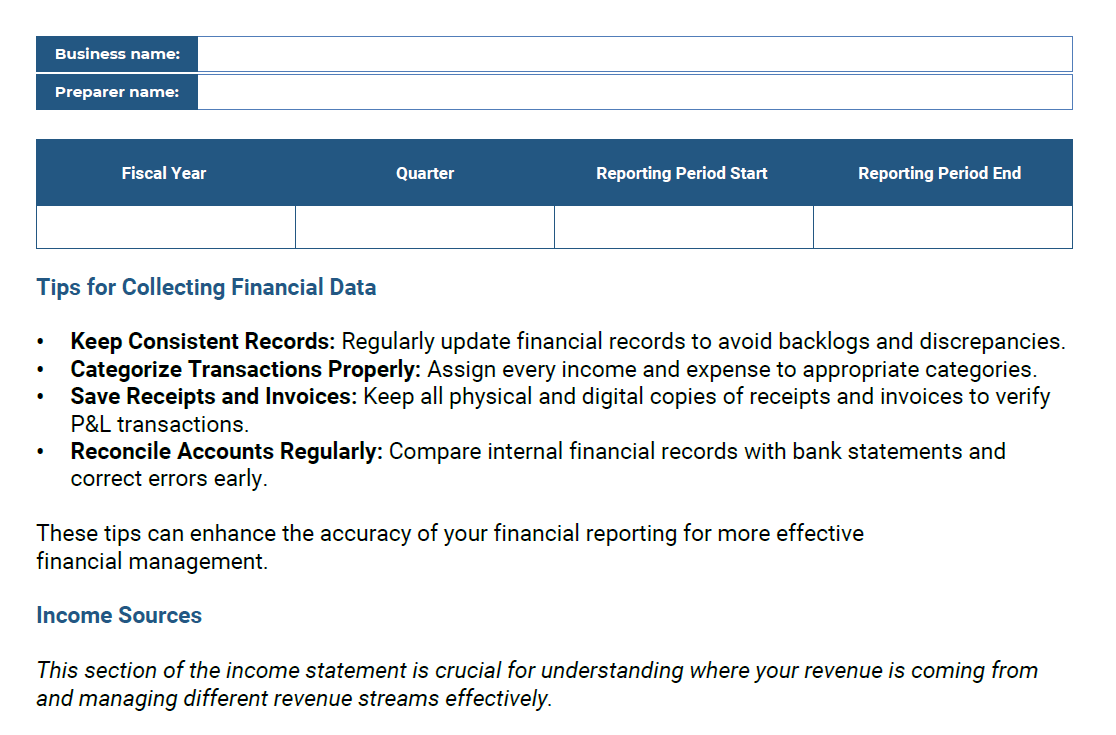 AC MOFU Template Income Statement Screenshot 1