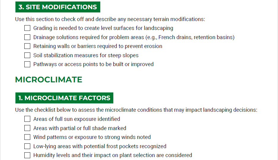 Free Landscaping Site Analysis Checklist (+PDF Download) > Screenshot 2