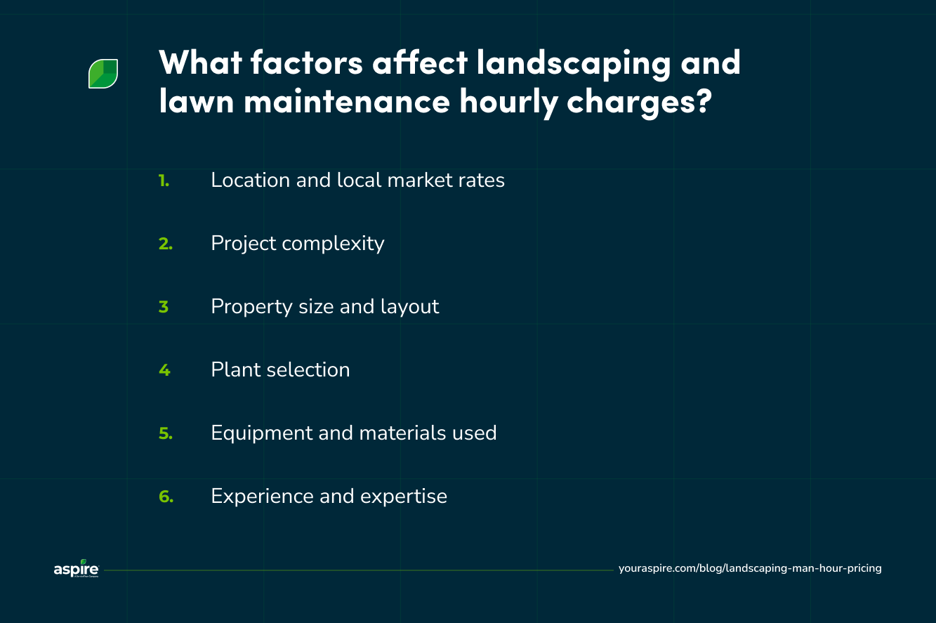 Factors affecting landscaping and lawn maintenance hourly charges