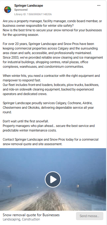 Springer landscape Facebook ad example