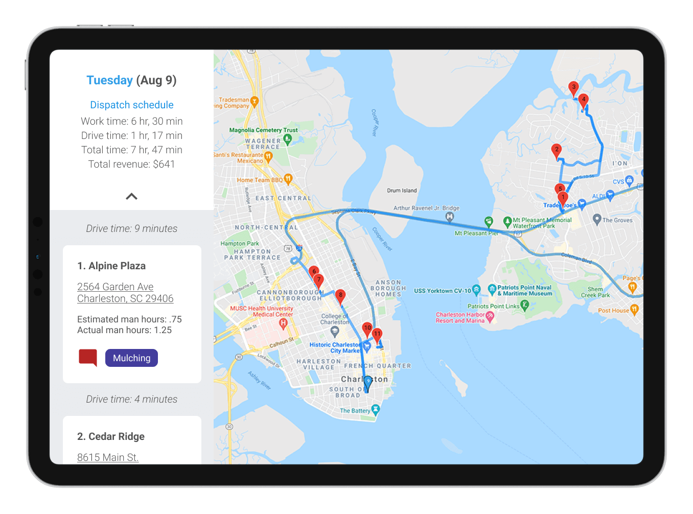 Aspire's route optimization map