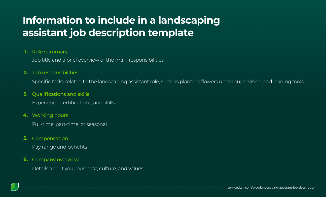 Information to Include in a Landscaping Assistant Job Description Template
