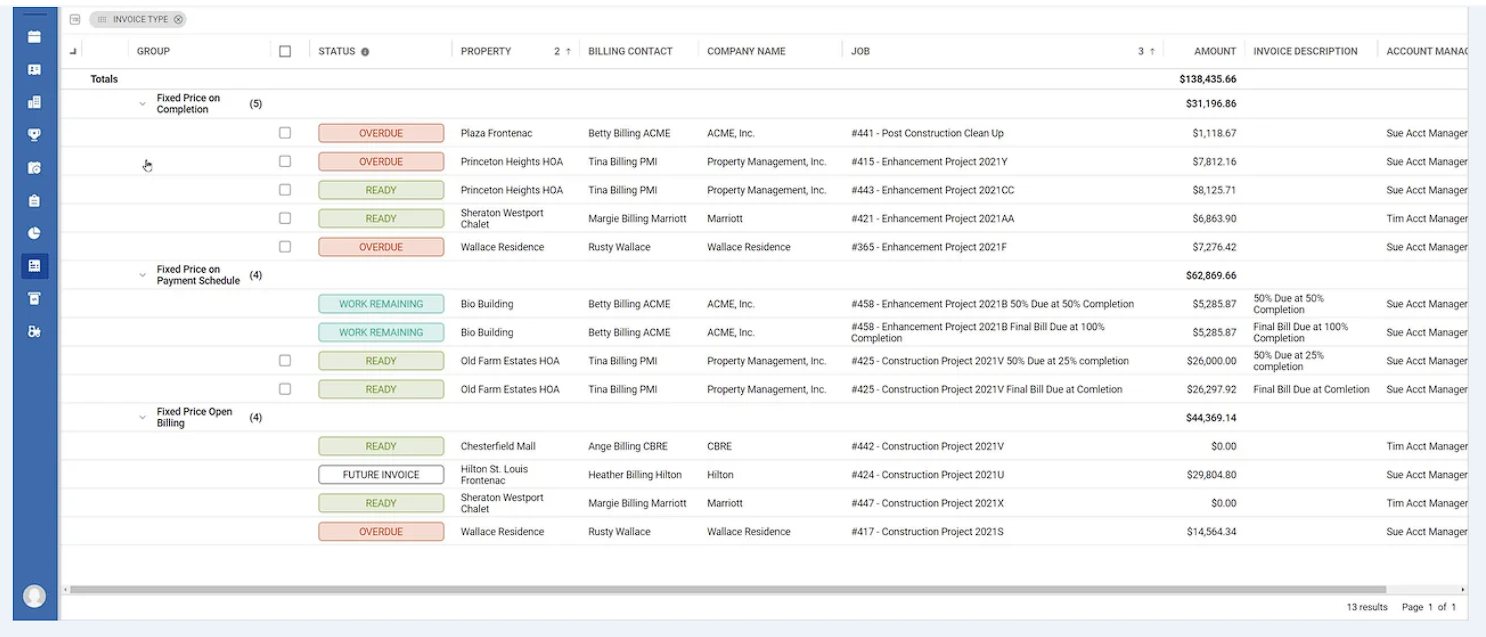 Aspire's invoicing features