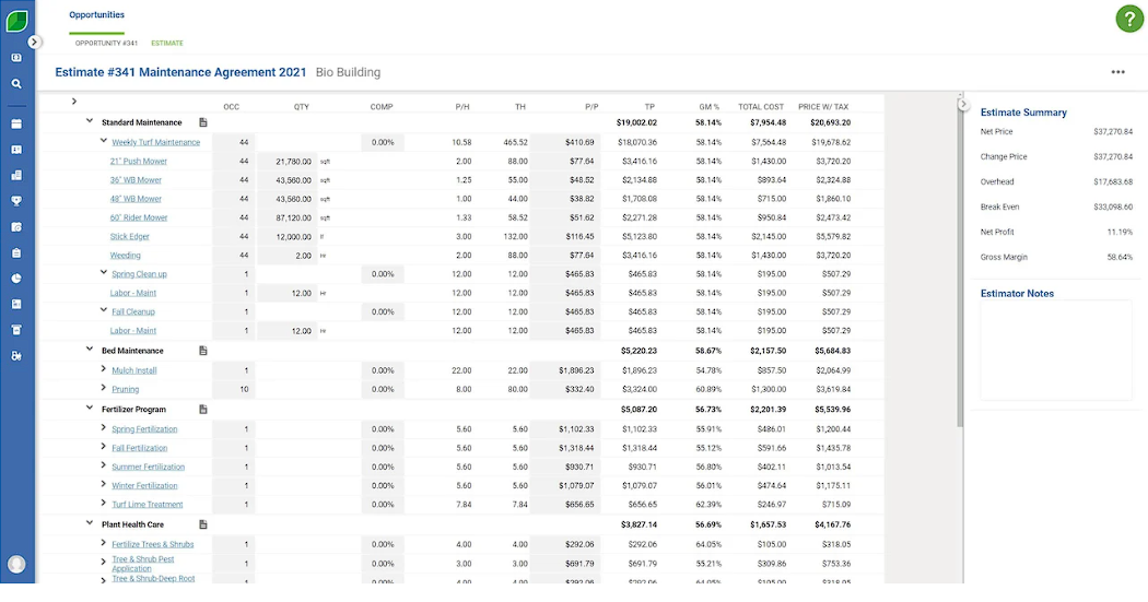 Aspire's estimation feature