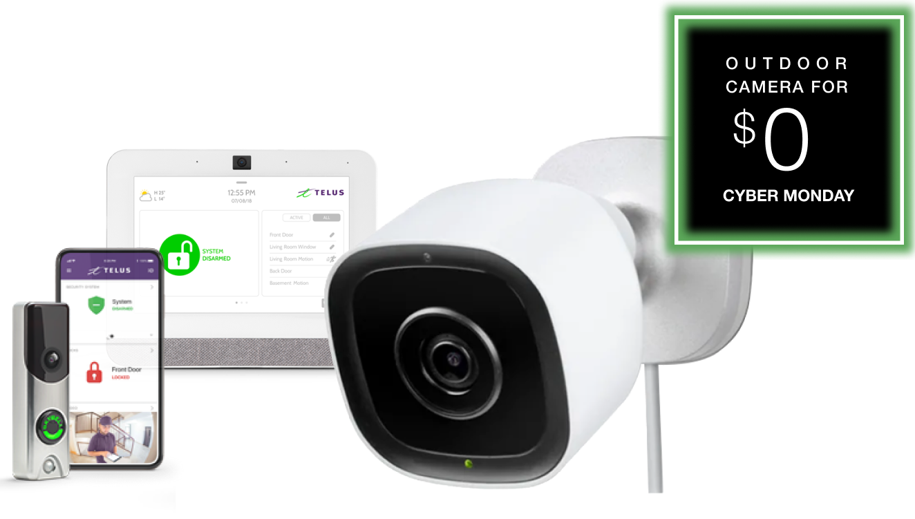 A TELUS SmartHome Security bundle with an Outdoor Camera for $0.