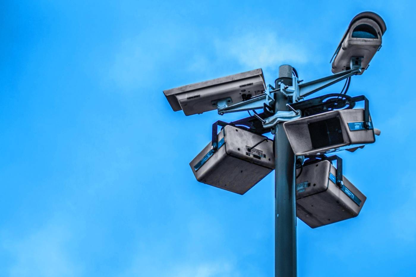 CCTV cameras blue sky