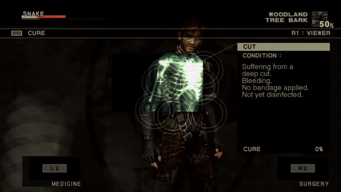 Injury screen from Metal Gear Solid 3