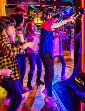 Kids playing VR game