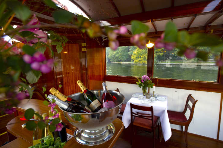 Champagne on the Sir Peter luxury yacht