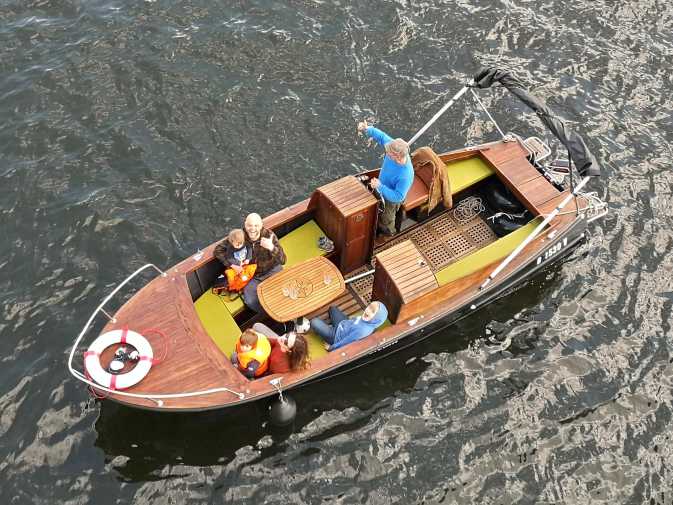 Momme is our vintage electric boat in Berlin