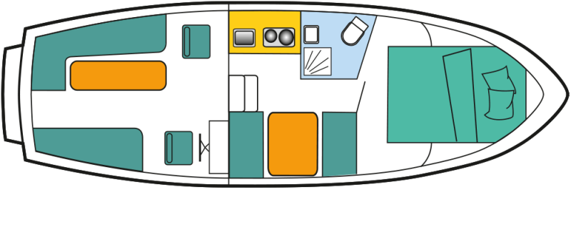 Floor plan of the Theresa houseboat