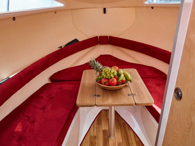 Comfortable lower deck on the Anna houseboat