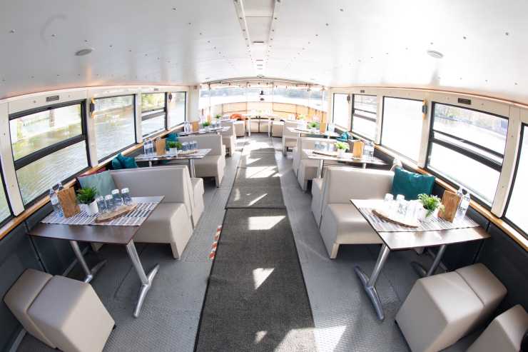 Modern interior design on the Arcona lounge boat
