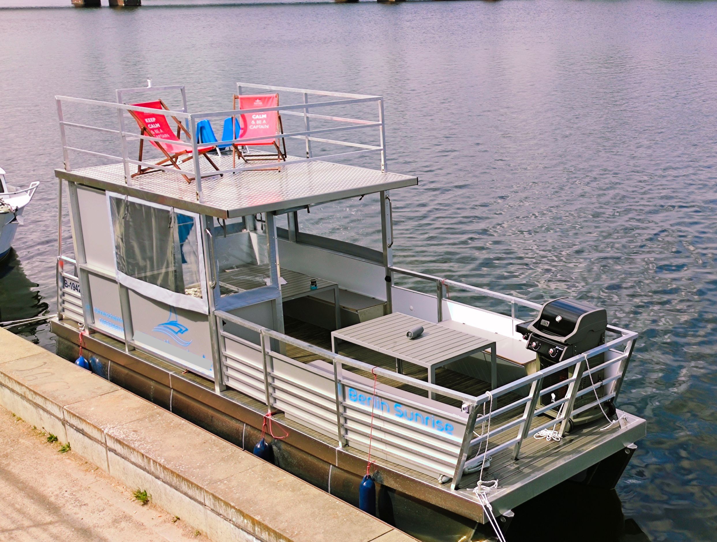 Party Raft with slide and grill raft rental Lake Tegel