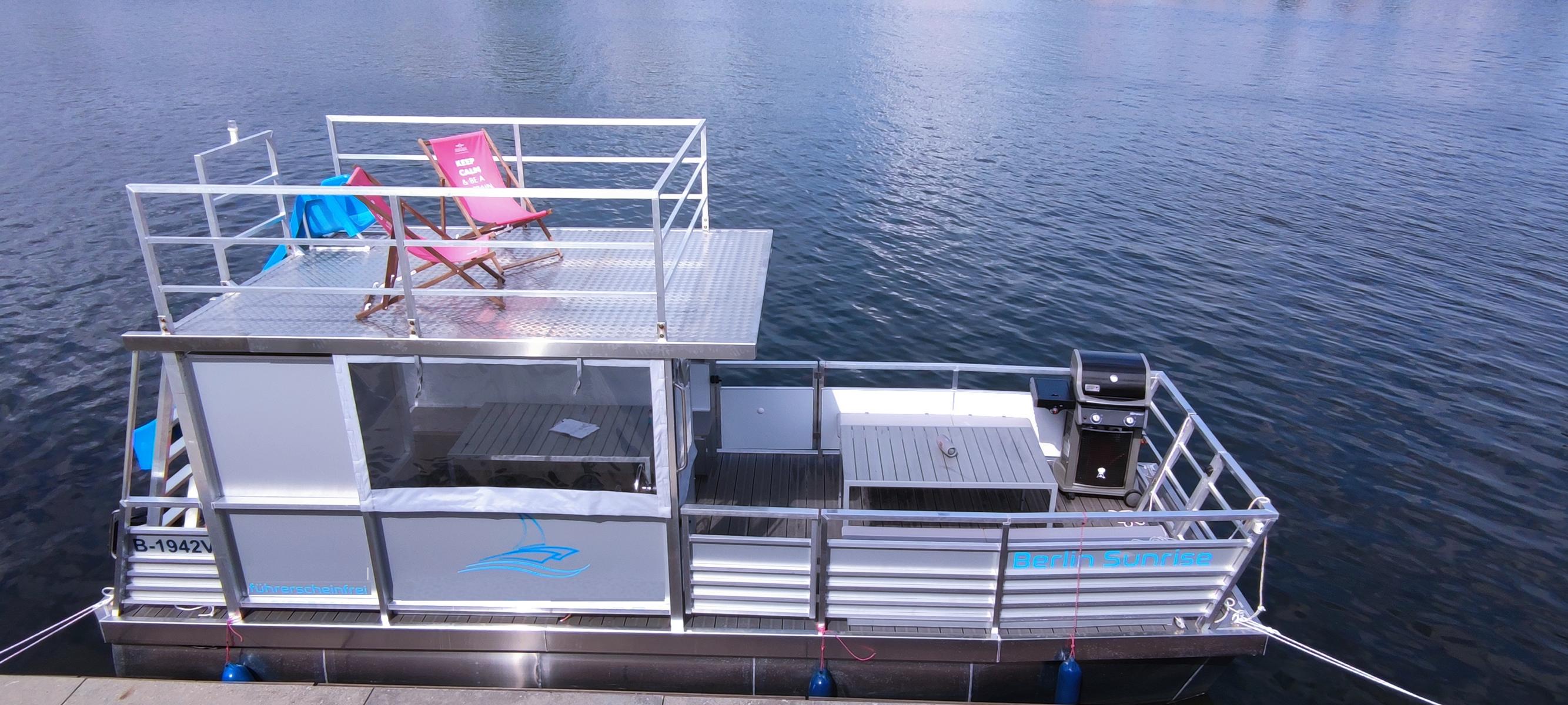Party Raft with slide and grill raft rental Lake Tegel