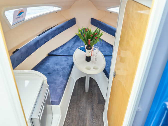 Interior fittings on the motorboat Xela