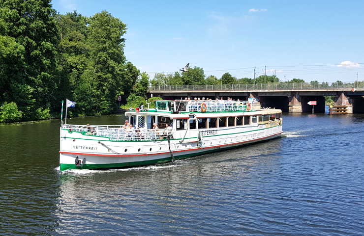 Passenger ship Heiterkeit on a boat tour through Berlin Spandau