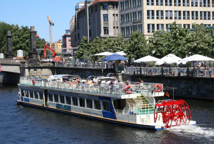 Paddle steamer Europe just before the pier on Friedrichstrasse