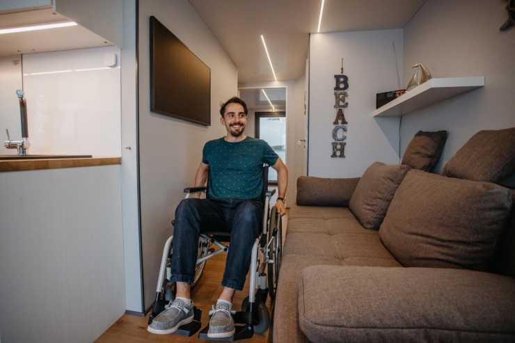 Wheelchair user in the houseboat