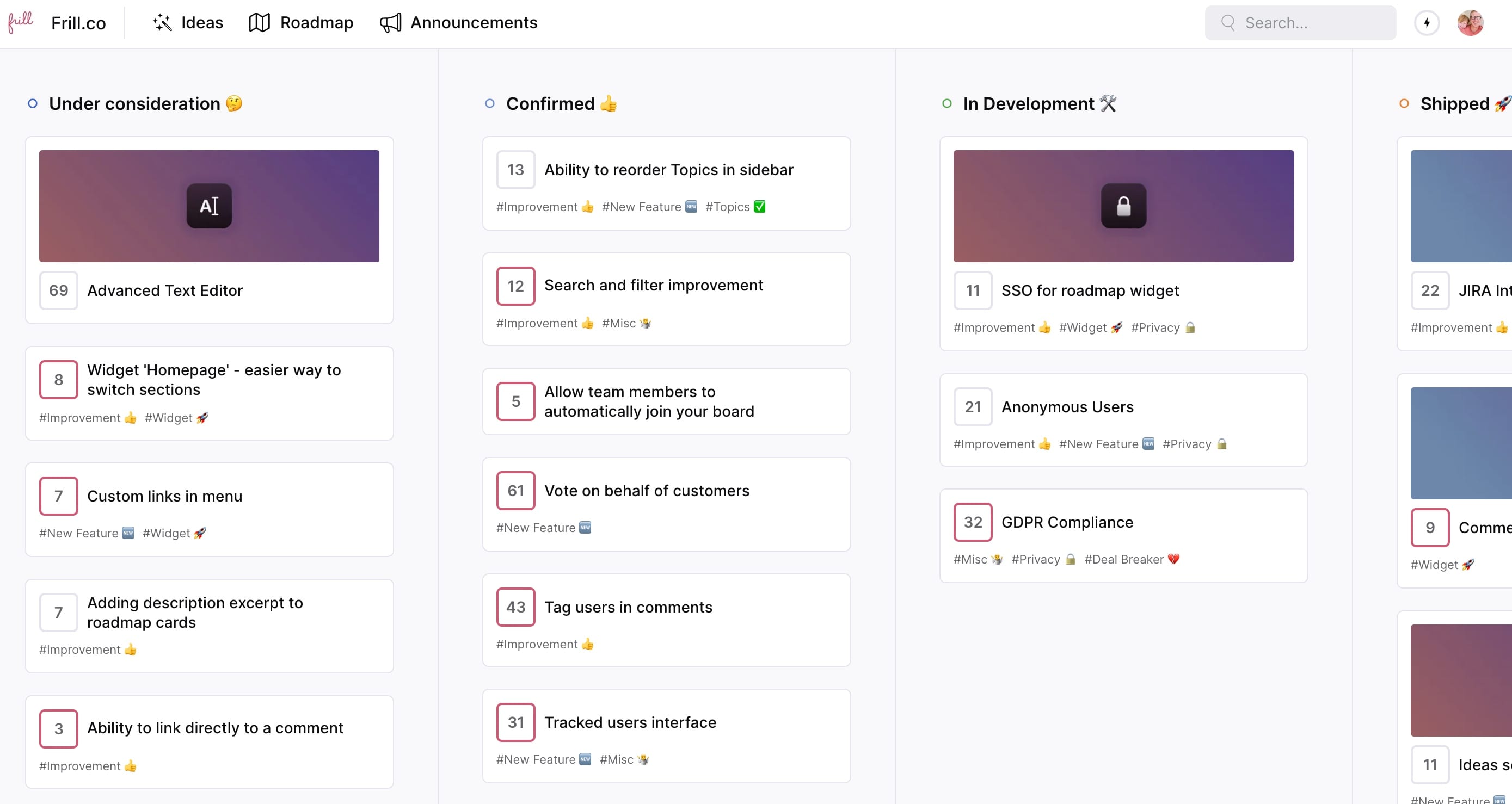 Frill Roadmap