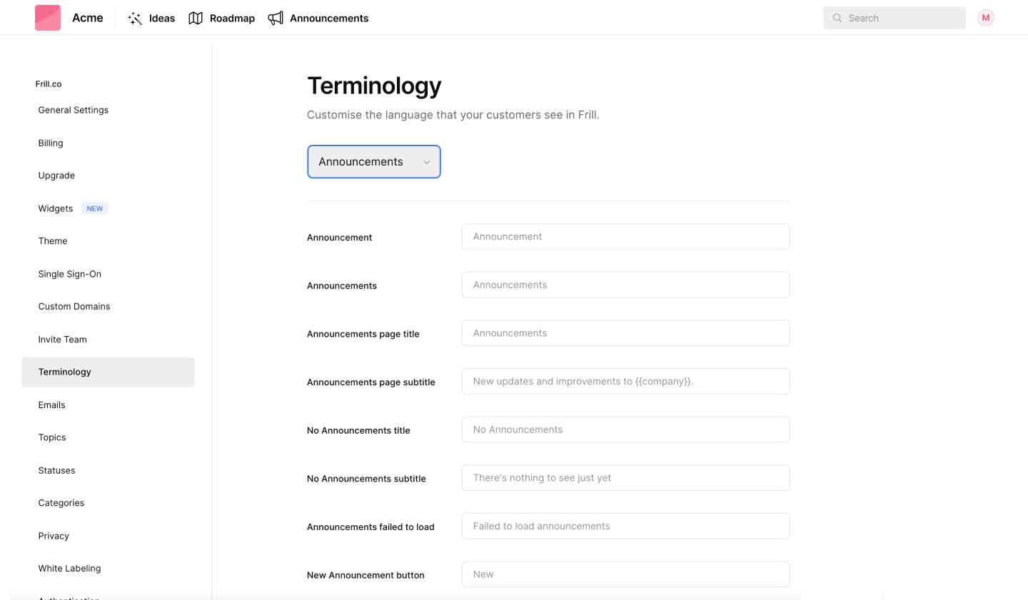 Frill terminology