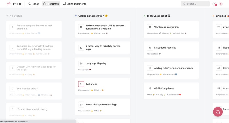 Frill  > Roadmap