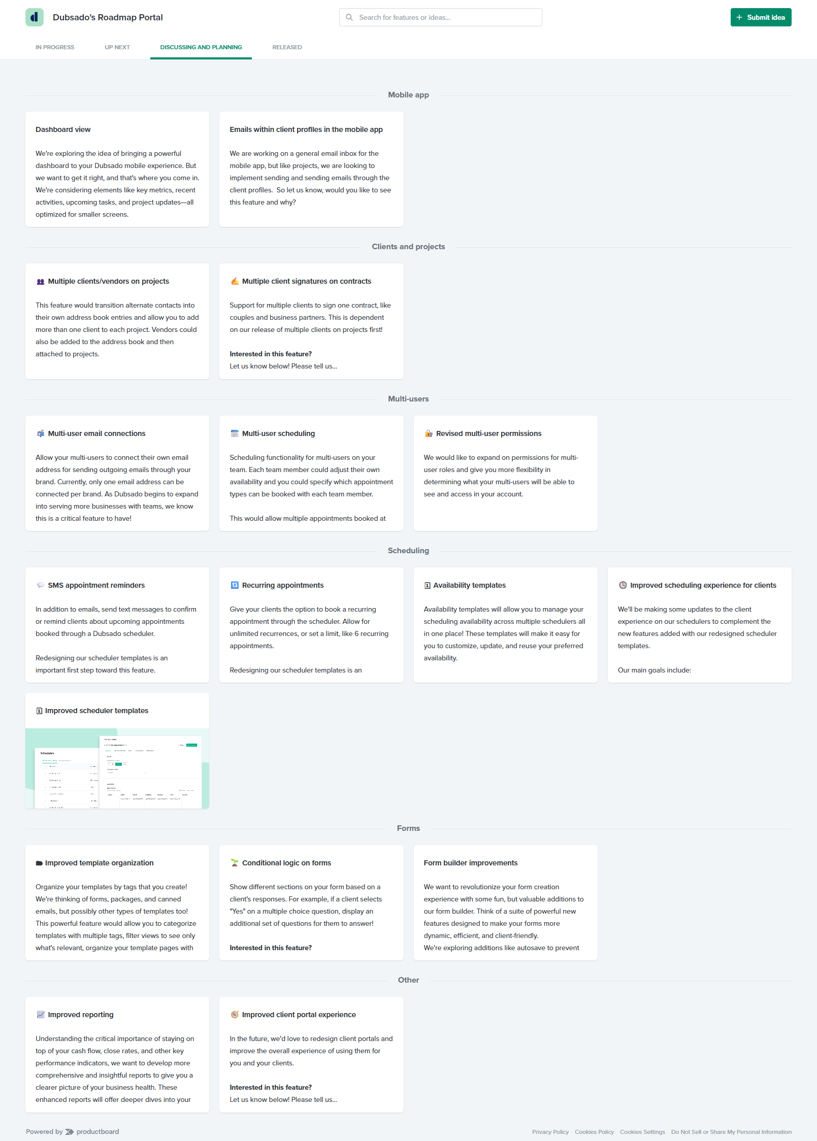 dubsado public roadmap