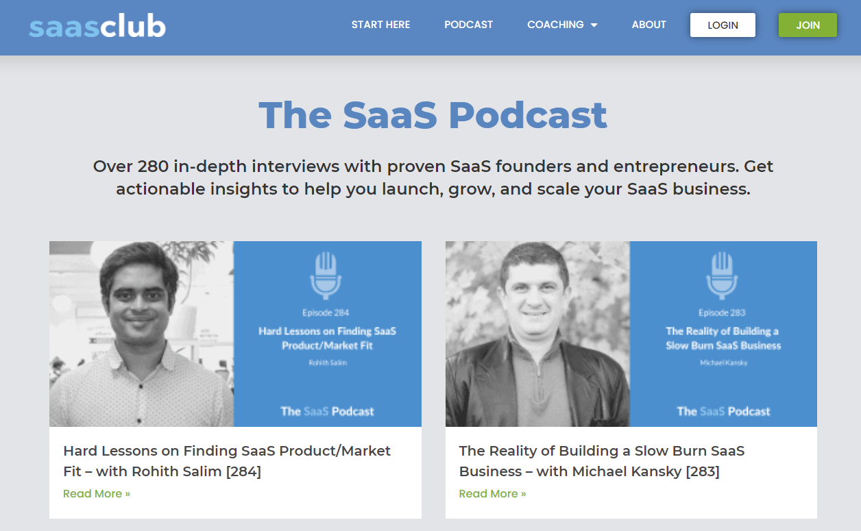 Saas Club Podcast Screenshot